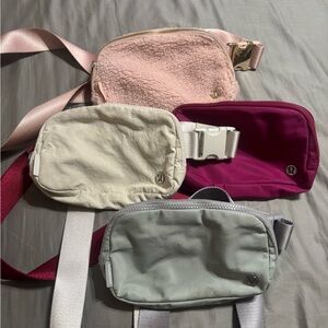 lululemon athletica Pink, Cream, Burgundy, and Gray Bags